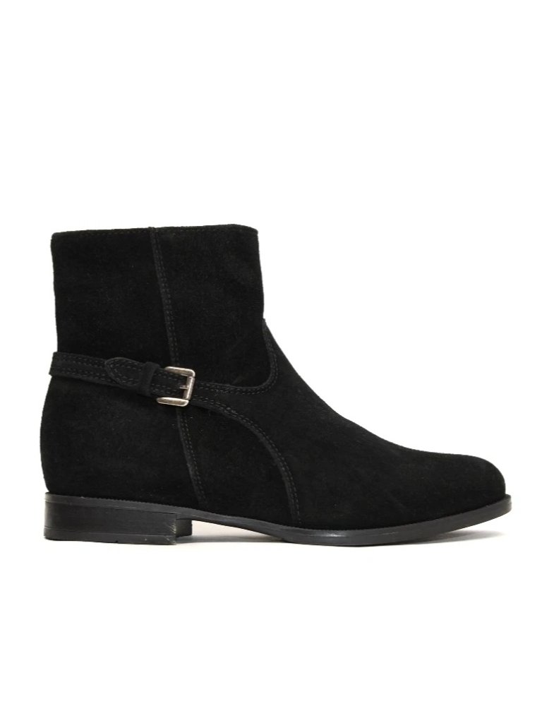 New! La Canadienne Lexa Black Waterproof Suede Buckled Bootie Size 7.5 Dd553